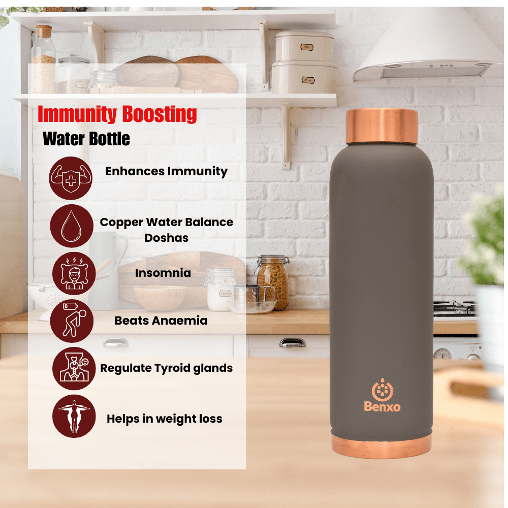 Benxo Copper Water Bottle, Gray - Image 3