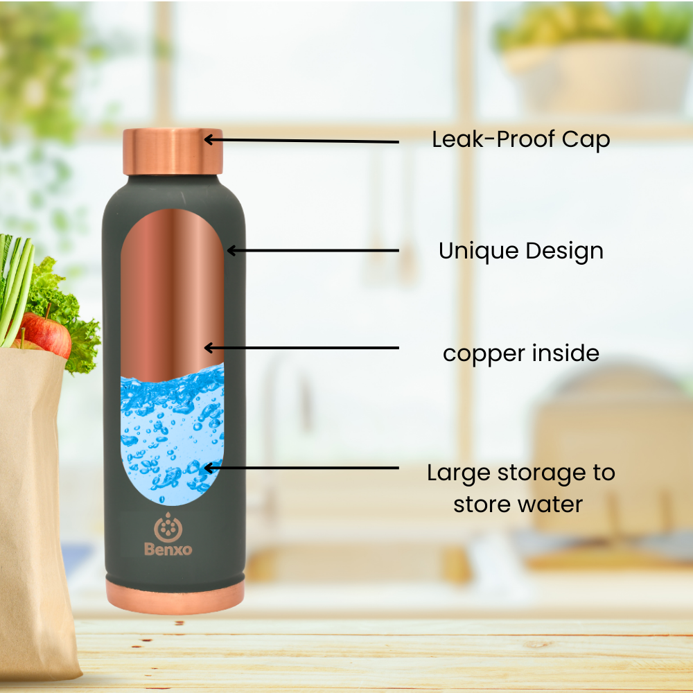 Benxo Copper Water Bottle, Olive Green - Image 3