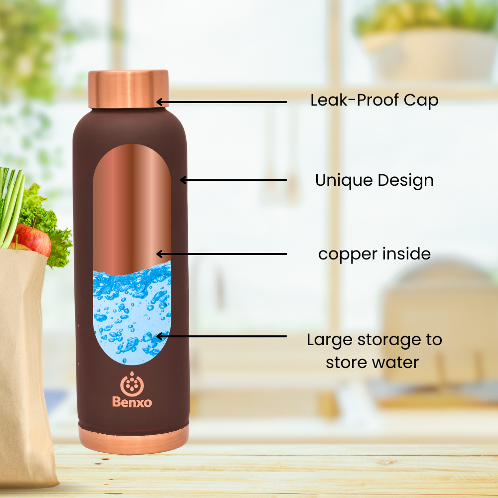 Benxo Copper Water Bottle, Espresso - Image 6