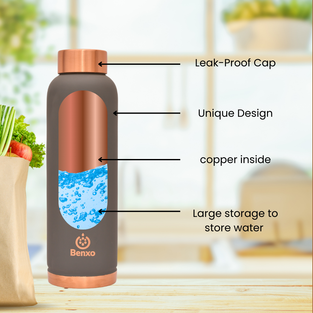 Benxo Copper Water Bottle, Gray - Image 5