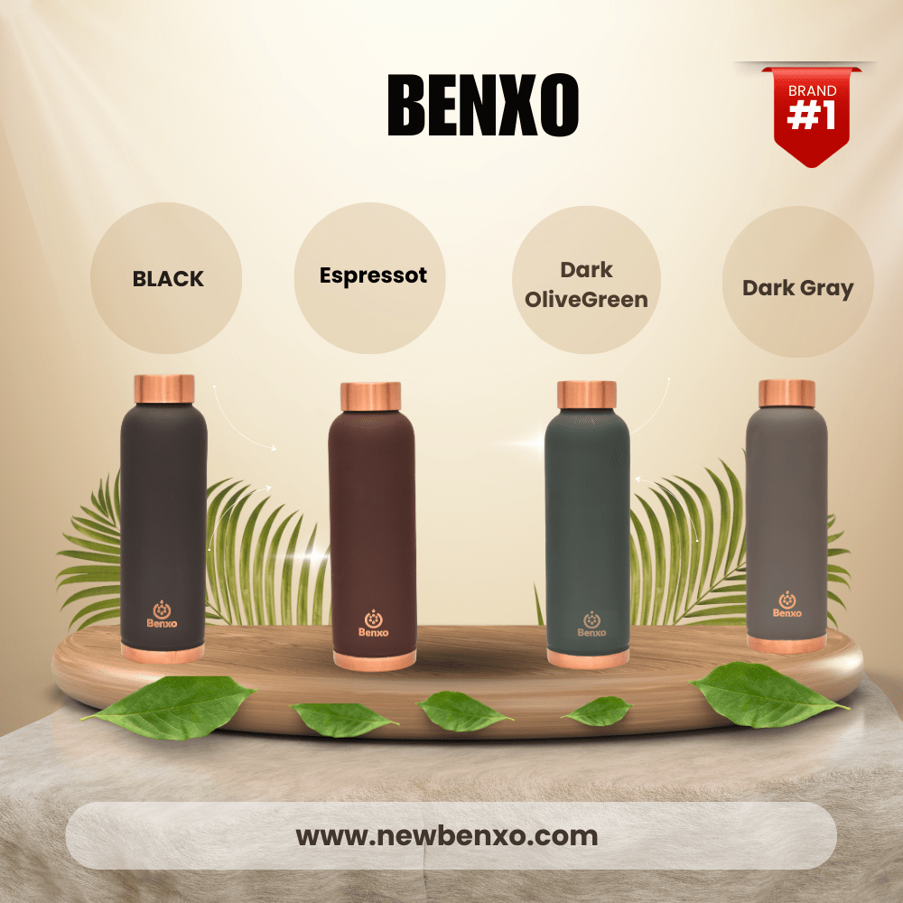 Benxo Copper Water Bottle, Olive Green - Image 7