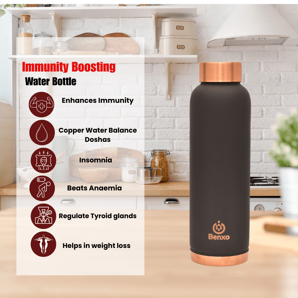Benxo Copper Water Bottle, Black - Image 3